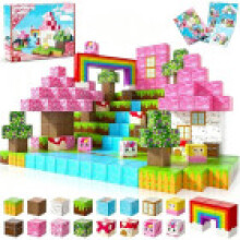 (Unicorn)Minecraft Blocchi Costruzioni Magnetici per Bambini con Costruzioni in Plastica Gioco Educativo