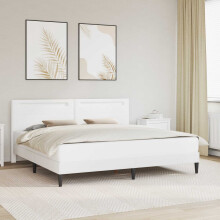 vidaXL Bed Frame with LED Strip Lights White 180 x 200 cm Faux Leather