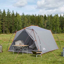 vidaXL Tunnel Tent Grey and Orange 2-Person