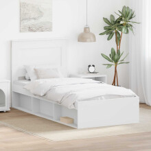 vidaXL Bed Frame with Headboard White 75 x 190 cm Solid Pine Wood