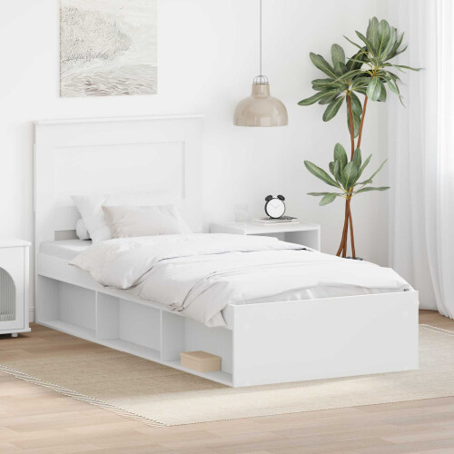 VidaXL vidaXL Bed Frame with Headboard White 75 x 190 cm Solid Pine Wood