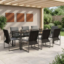 vidaXL Garten Essgruppe 9 stk. Schwarz und Anthrazit