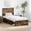 VidaXL vidaXL Bed Frame with Headboard Smoked Oak 75 x 190 cm Solid Pine Wood 1