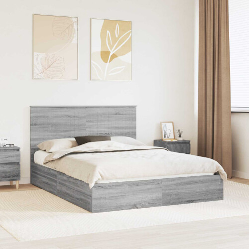 VidaXL vidaXL Storage Bed Grey Sonoma 150 x 200 cm Engineered Wood