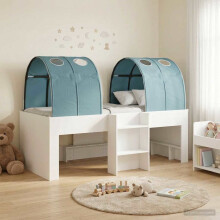 vidaXL Bed with Tunnel 4 pcs White and Light Blue Engineered Wood