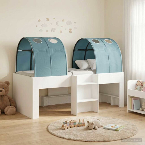 VidaXL vidaXL Bed with Tunnel 4 pcs White and Light Blue Engineered Wood