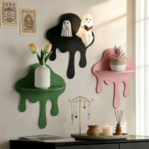 (Green)Modern Art Cloud Wall Decor With Storage Shelf Suitable For Office Entryway Or 1