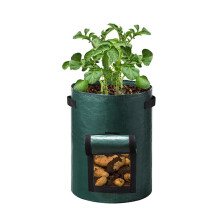 2PC Garden Potato Grow Bag PE Fabrics Gardening Thicken Pot Vegetables Planter Tub with Handles and Access Flap,A