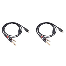 2X USB C Naar Dubbele 6,35 mm Audio-Stereokabel Type C Naar Dubbele 6,35 mm Audiokabel voor Multimedialuidsprekers voor Smartphones, 3,3 Ft/1 Meter
