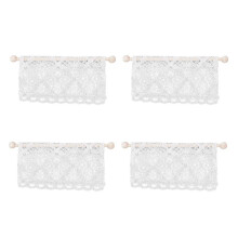 4X Dollhouse Rideaux Accessoires de Meubles Miniatures Cantonnière avec Tige ÉChelle 1:12 Beige