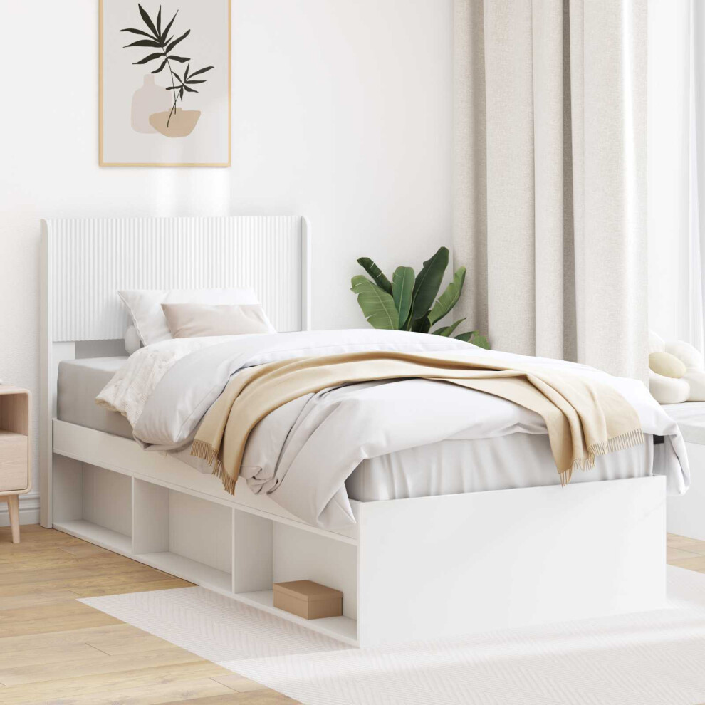 Vidaxl Bed Frame With Storage And Headboard White 100 X 200 Cm
