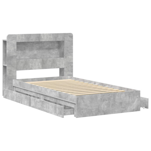 VidaXL vidaXL Bed Frame with Storage with Drawer Concrete Grey 90 x 190 cm 2