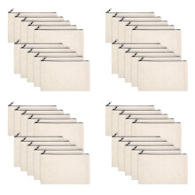 40 Pcs Blank DIY Bag Canvas Pen Case Blank Makeup Bags - Canvas Pencil Bag Cotton Canvas Cosmetic Bag Travel Bag