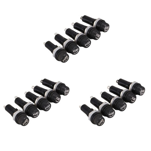 15 Pcs AC 125V 15A 6 X 30mm Panel Mount Fuse Holder