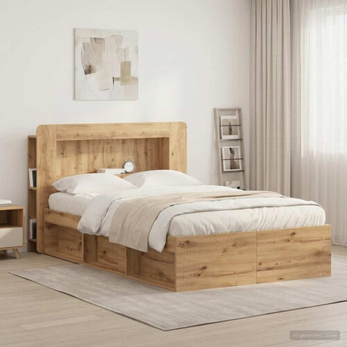 VidaXL vidaXL Headboard Cabinet with Storage Artisan Oak Engineered Wood 1