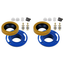 2X Toilet Flange with Wax Ring for Toilets Replacement Kit Includes Bolts PVC Toilet Flange Repair Kit
