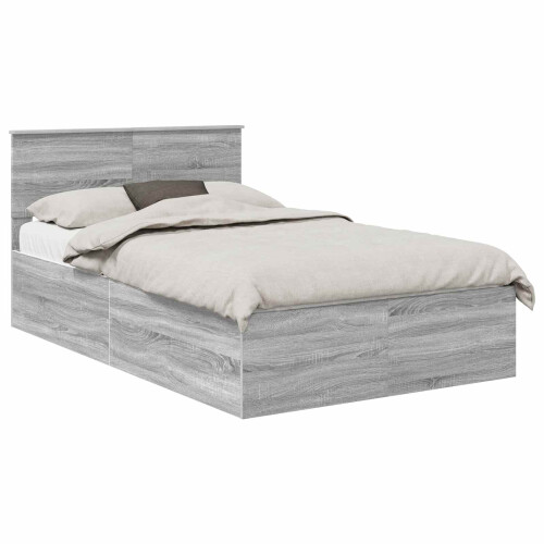 VidaXL vidaXL Bed Frame Grey Sonoma 120 x 190 cm Engineered Wood 2