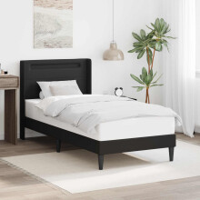 vidaXL Bed Frame with LED Strip Lights Black 90 x 190 cm Faux Leather