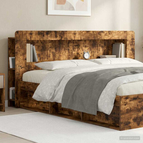 VidaXL vidaXL Headboard Cabinet with Storage Smoked Oak Engineered Wood