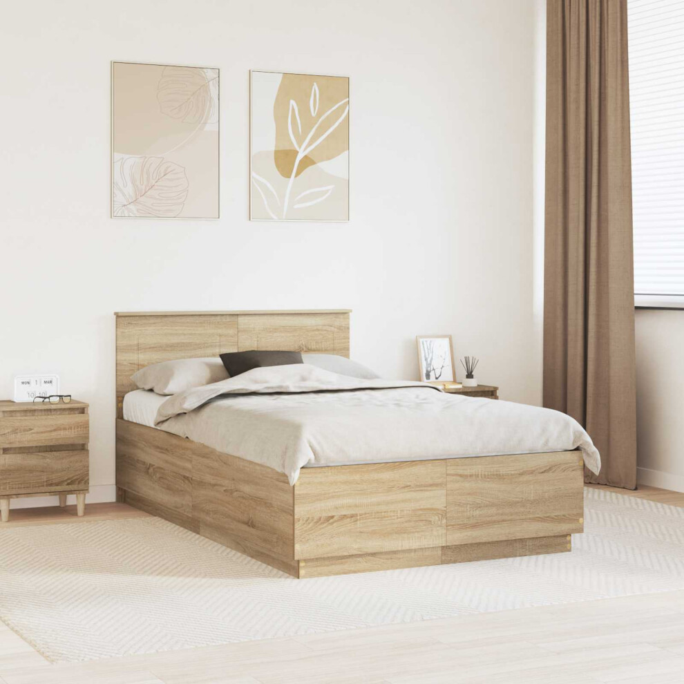 Vidaxl Bed Frame Sonoma Oak 135 X 190 Cm Engineered Wood
