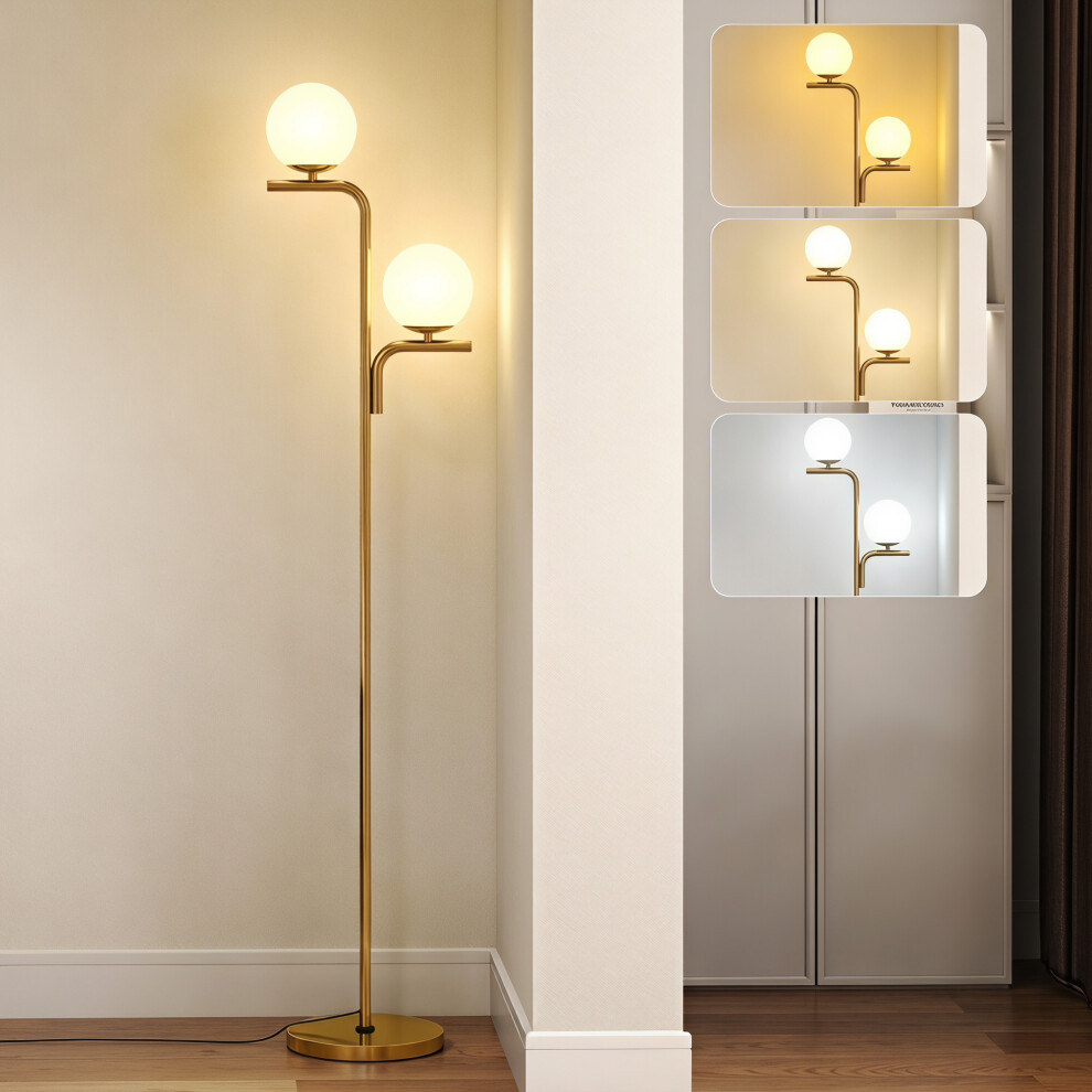 Homcom (Gold) Floor Lamp With 3 Colour Temperatures, Modern Standing Lamp