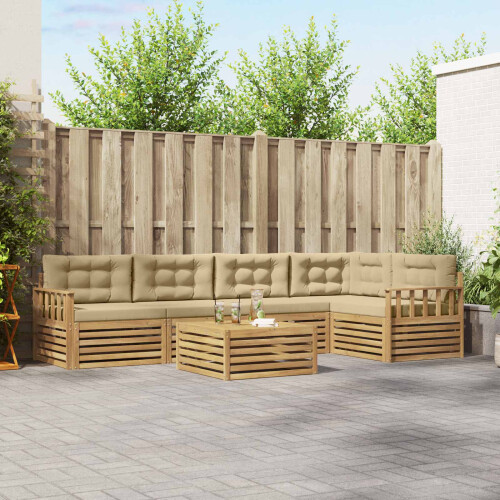VidaXL vidaXL Outdoor-Sofagarnitur 6 stk. Weiß und Beige Polyester