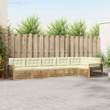vidaXL Outdoor-Sofagarnitur 6 stk. Weiß und Creme Polyester