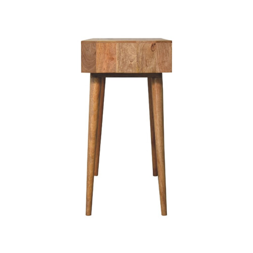 Brown Oak-Look Dressing Table, 2 Drawers + Mirror 2