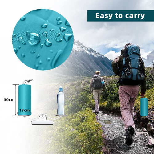 (Blue)Outdoors Inflating Camping Mat Pillow Roll Up Mattress Pad Sleeping Activities Bed 2