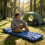 (Blue)Outdoors Inflating Camping Mat Pillow Roll Up Mattress Pad Sleeping Activities Bed 6