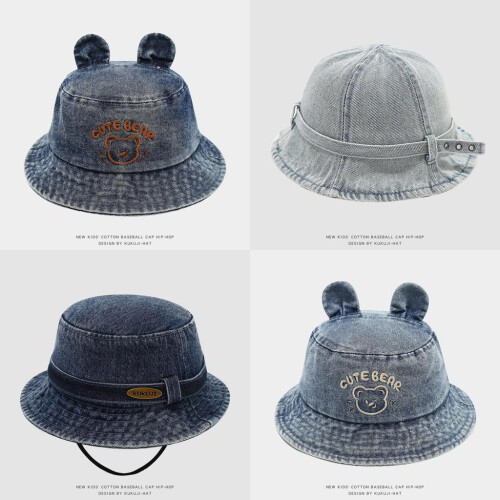 (Style E)Blue Deniids Fisherman Cap Sun Blocking Breathable Fabric Wind Resistant Design 1