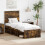 VidaXL vidaXL Bed Frame with Headboard Smoked Oak 75 x 190 cm Solid Pine Wood 1