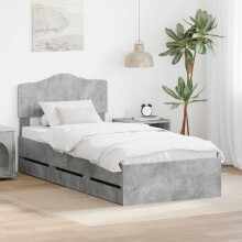 vidaXL Bed Frame with Drawer Concrete Grey 90 x 190 cm Engineer Wood