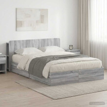 vidaXL Bed Frame with Storage Grey Sonoma 140 x 200 cm Engineered Wood