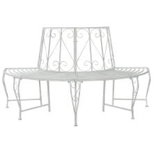 vidaXL Tree Bench 4-Seater 160 x 80 x 89 cm Steel Antique White