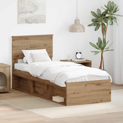 VidaXL vidaXL Bed Frame Artisian Oak 75 x 190 cm Solid Pine Wood