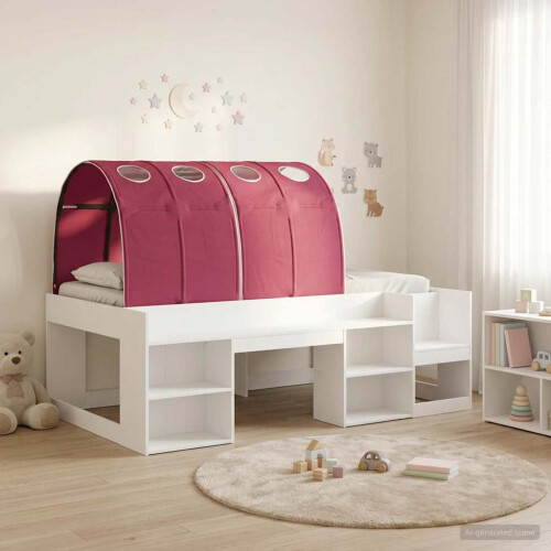 VidaXL vidaXL Bed Frame with Tunnel 3 pcs White and Red Engineered Wood