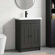 vidaXL Bathroom Furniture Set Black 56 x 37.5 x 81 cm Engineered Wood