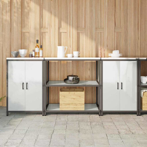 VidaXL vidaXL Kitchen Storage Set HATTEM 3 pcs Silver Galvanised Steel
