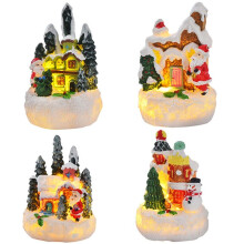 4 Pièces de Décorations de Chalet en Pain D'Épices de Noël, Maisons de Noël, Maisons de Village de Noël Illuminées, Figurines