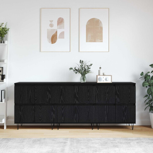 VidaXL vidaXL Sideboards 3 pcs Black Oak