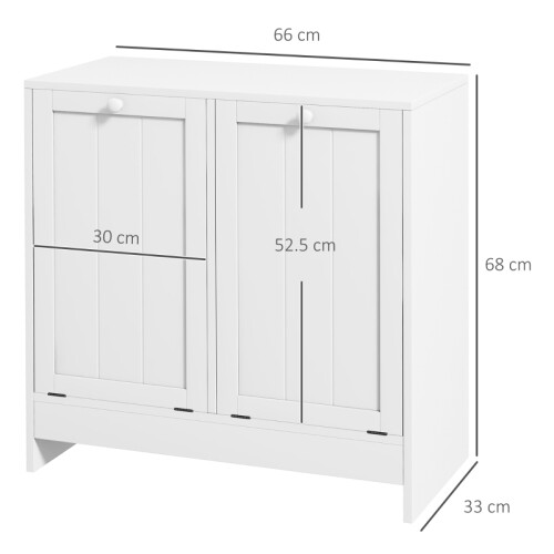 Double Hamper Laundry Storage Cabinet - White 2