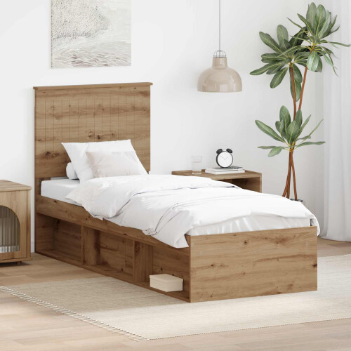 VidaXL vidaXL Bed Frame Artisian Oak 75 x 190 cm Solid Pine Wood