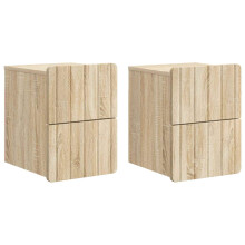 vidaXL Wall-Mounted Bedside Cabinet 2 pcs Sonoma Oak 33 x 34.5 x 43 cm