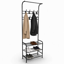 Oypla Coat Umbrella Stand Hat Shoe Rack Heavy Duty All Metal Black