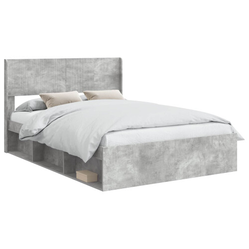 VidaXL vidaXL Bed Frame with Storage and Headboard Concrete Grey 120 x 190 cm 1