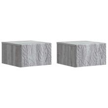 vidaXL Wall-Mounted Side Table 2 pcs Grey Sonoma 34.5 x 33 x 20 cm