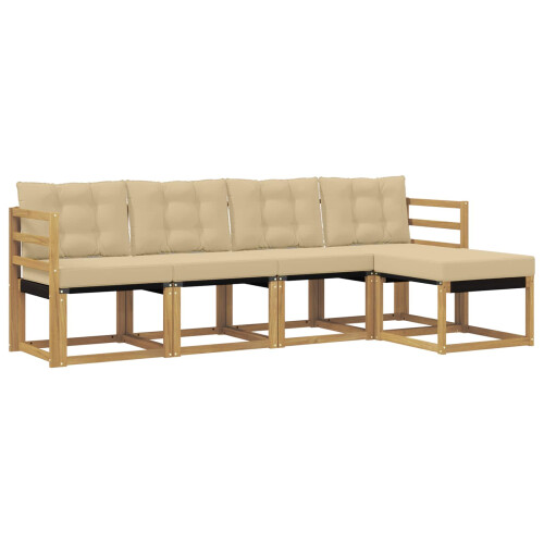 VidaXL vidaXL Outdoor-Sofagarnitur 5 stk. Weiß und Beige 1
