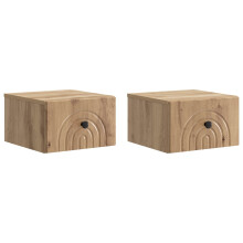 vidaXL Wall-Mounted Bedside Cabinet 2 pcs Artisan Oak Engineered Wood