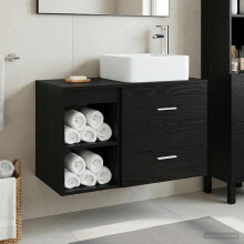 vidaXL Bathroom Furniture Set 2 pcs Black Oak Engineered Wood